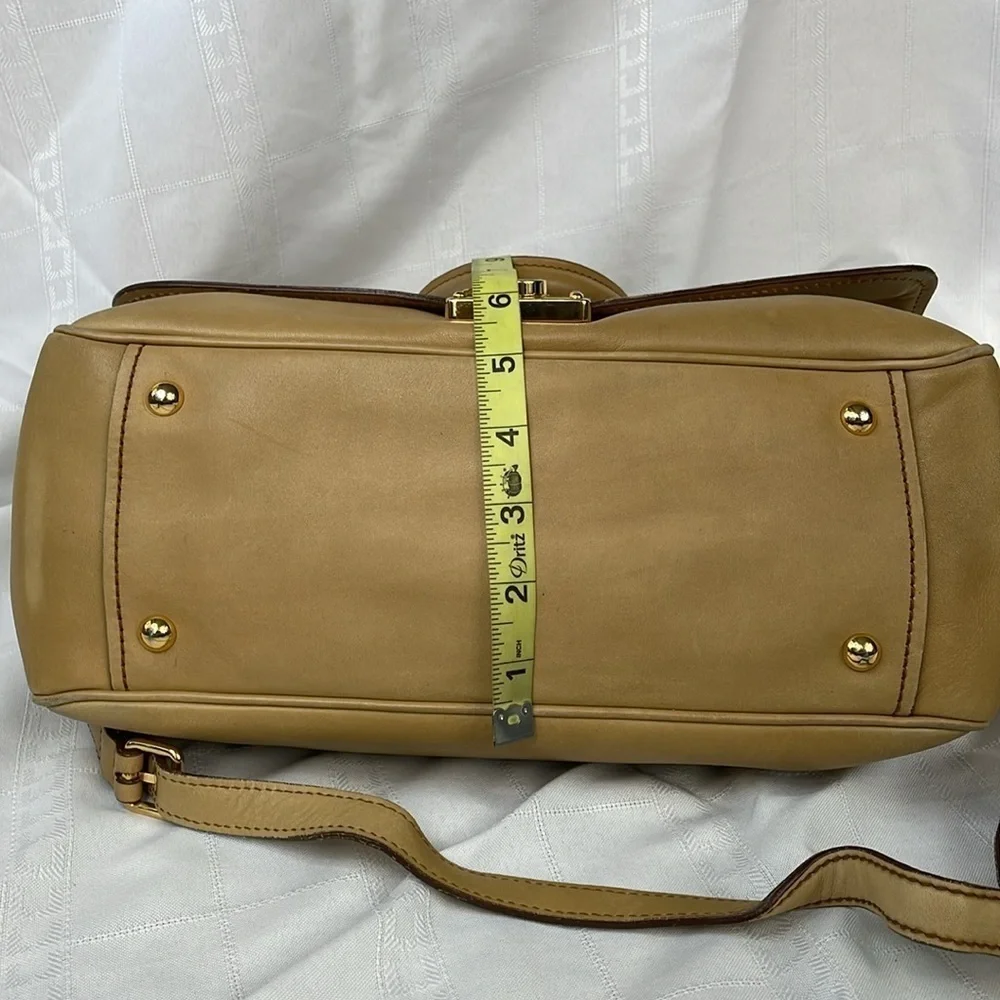 Miu Miu Vitello Leather Flap 2 Way Handbag Satchel Beige